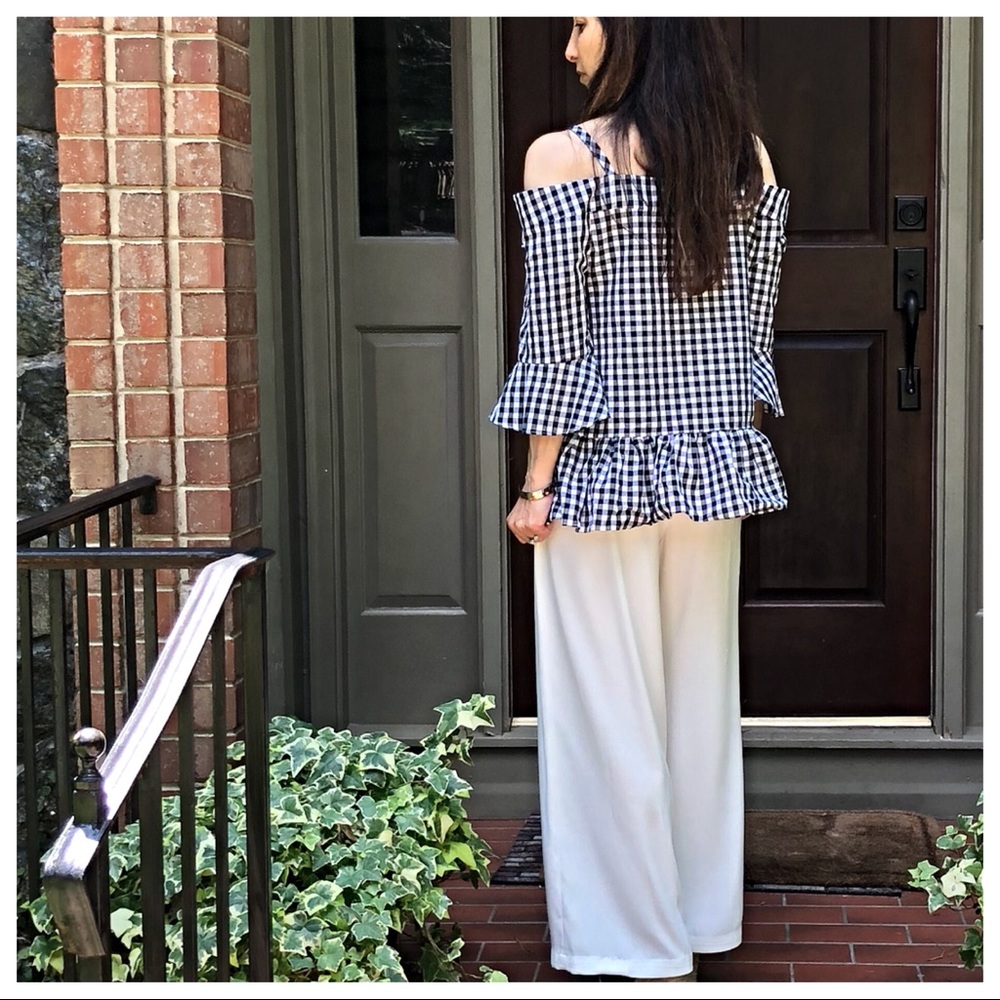 ♦️LAST ONE♦️Cold shoulder houndstooth  chic top - Picture 6 of 7